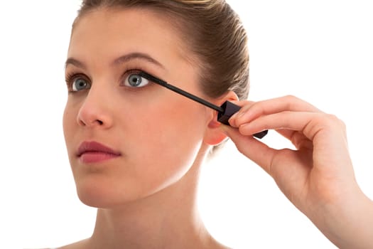 Body care series - woman applying mascara