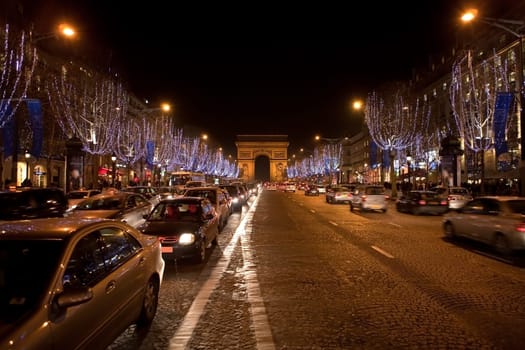 The Arc de Triomphe at night