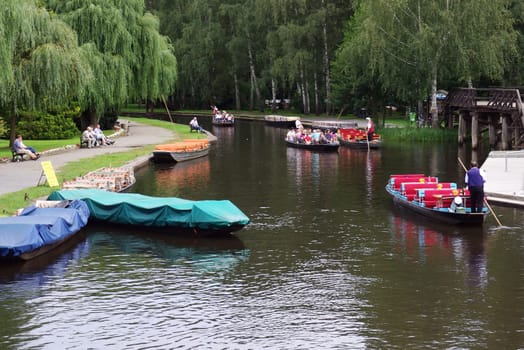 Lübbenau harbour with barges