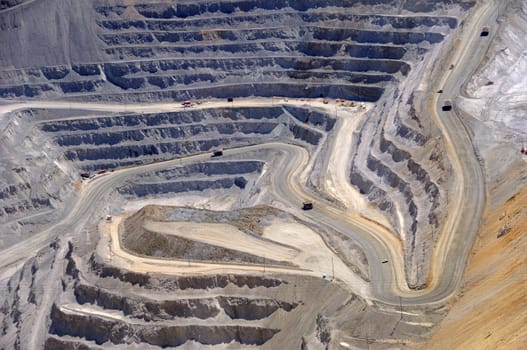 Close-up of Bingham Kennecott Copper Mine Open Pit Excavation