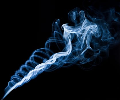 twisting smoke spiralon black background