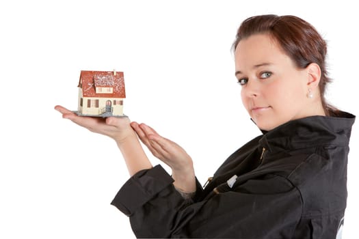 woman holding drill
