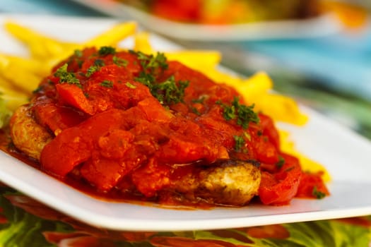 Schnitzel with grilled paprika,Hungarian