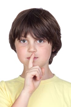 Adorable child ordering silence