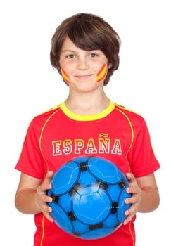 Smiling child fan of the Spanish team