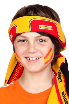 Child fan of the Spanish team with a sca