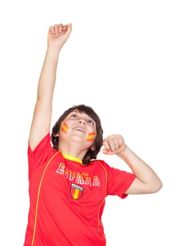 Fan of the Spanish team celebrating a go