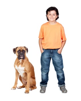 Adorable boy and his dog