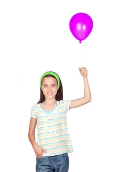 Adorable little girl with the arm raised