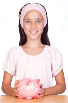 Little girl with piggy-bank