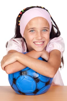 Adorable little girl with soccer ball