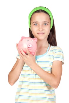 Little girl with piggy-bank