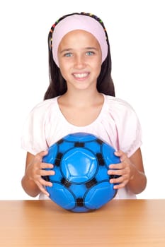 Adorable little girl with soccer ball