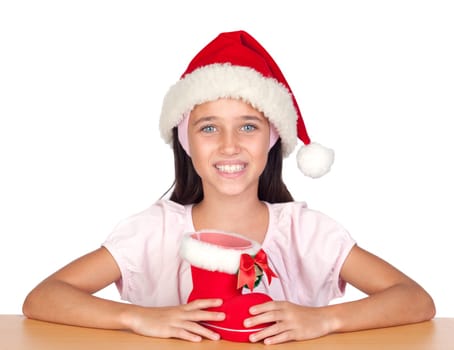 Adorable little girl with Christmas cup