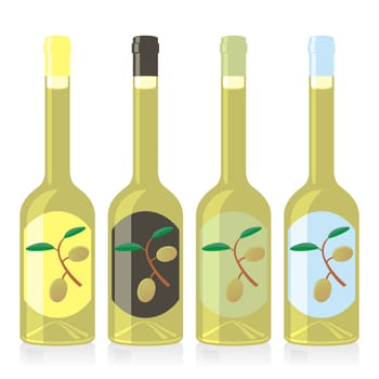 isolated olive oil bottles set