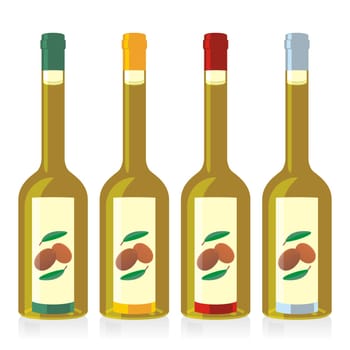isolated olive oil bottles set