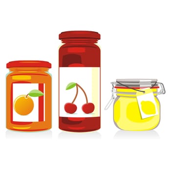 isolated jam jars set