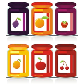 isolated jam jars set