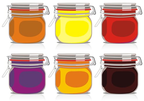 isolated jam jars set
