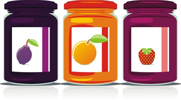 isolated jam jars set