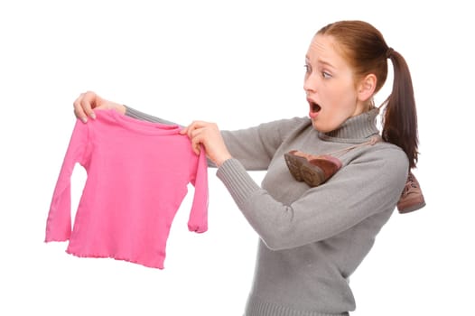 Woman with baby clothes