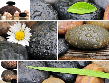 Stones Collage Water Drops