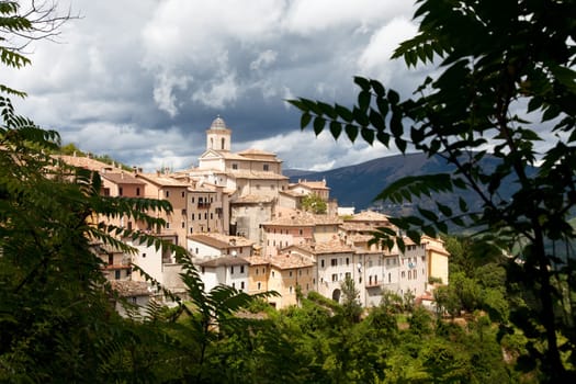 hill-top village Italy at night