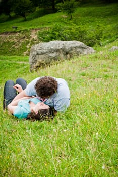 Young couple in love outdoors