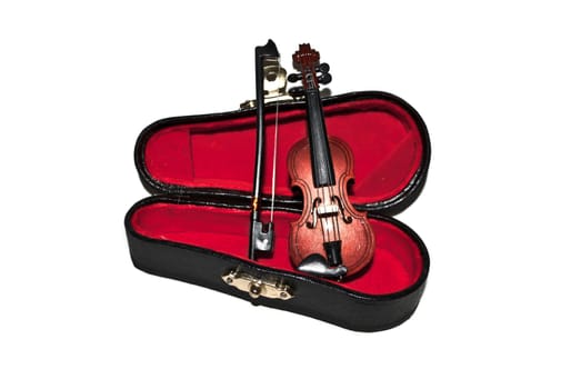 Case and violin, isolated on white