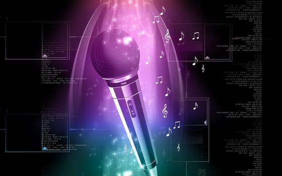 microphone with music notes