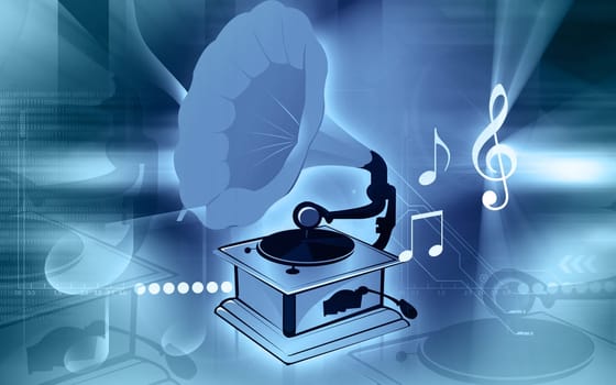 gramophone in radiant light