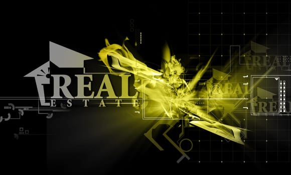 Illustration of real estate in blue