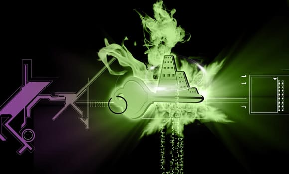 buildings on top of a key