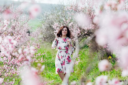 a woman in peach garden rose trees nature parks walk