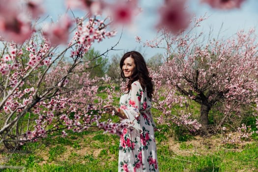 a woman in peach garden rose trees nature parks walk