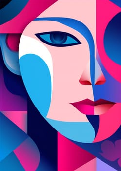 woman illustration concept abstract minimal face cubism art fashion portrait woman abstract sign modern creative character cubist geometric poster white graphic person. Generative AI.