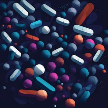 disease capsule medication pill colours drug pain pharmaceutical medical pharmacy sick science colourful illustration prescription healthcare tablet medicine closeup painkiller. Generative AI.