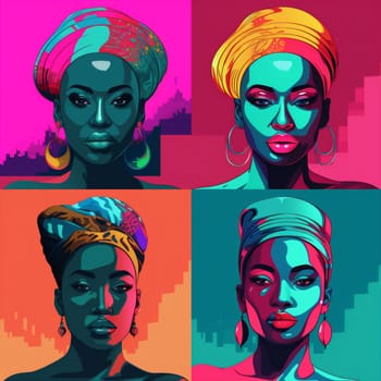 graphic woman design art decoration model lip rainbow flag head fashion colours lady neon illustration face black ai colourful cartoon hair. Generative AI.