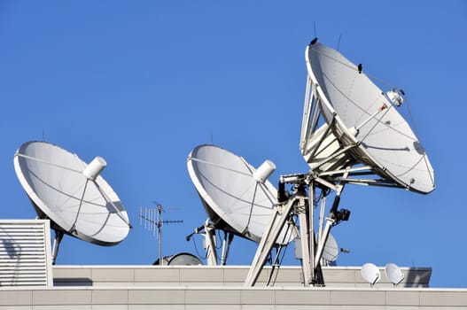 Satellite Communications Dishes on a Roof