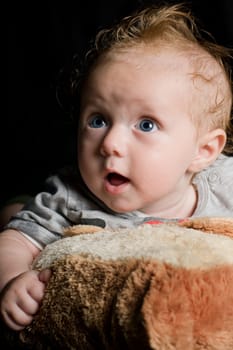 Baby on upholstery