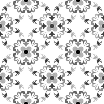 black and white seamless floral pattern