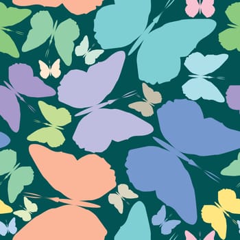 butterflies seamless pattern over blue