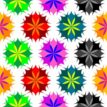 colored flowers seamless pattern