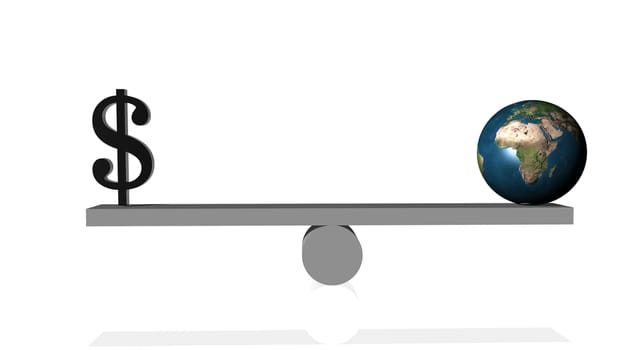 Balance between money and planet earth
