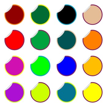 round colored stickers isolated on white