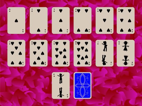 suit of spades playing cards on purple background