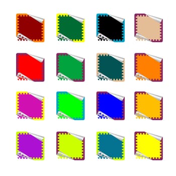 double rounded rectangle colored stickers isolated on white