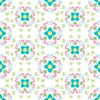 seamless flowers pattern isolated on white background