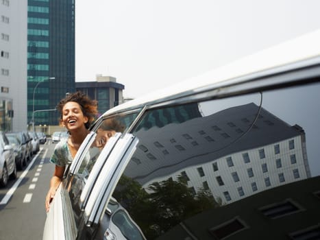 woman in limousine