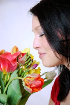 Young woman with flowers